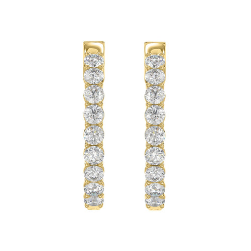Lab Diamond Inside-Out Round Hoop Earring - 14K Yellow Gold