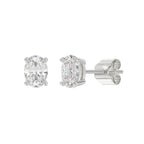 Lab Diamond 4-Prong Oval Stud Earring - 14K White Gold