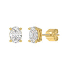 Lab Diamond 4-Prong Oval Stud Earring - 14K Yellow Gold