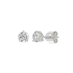 3 Prong Basket Pushback Stud Earrings - 10K White Gold