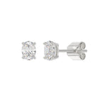 Lab Diamond 4-Prong Oval Stud Earring - 14K White Gold