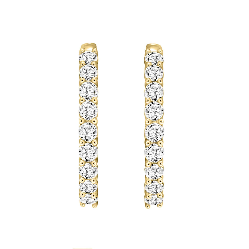 Lab Diamond Inside-Out Round Hoop Earring - 14K Yellow Gold