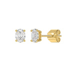 Lab Diamond 4-Prong Oval Stud Earring - 14K Yellow Gold