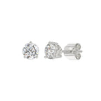 3 Prong Basket Pushback Stud Earrings - 10K White Gold