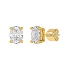 Lab Diamond 4-Prong Oval Stud Earring - 14K Yellow Gold