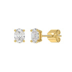 Lab Diamond 4-Prong Oval Stud Earring - 14K Yellow Gold