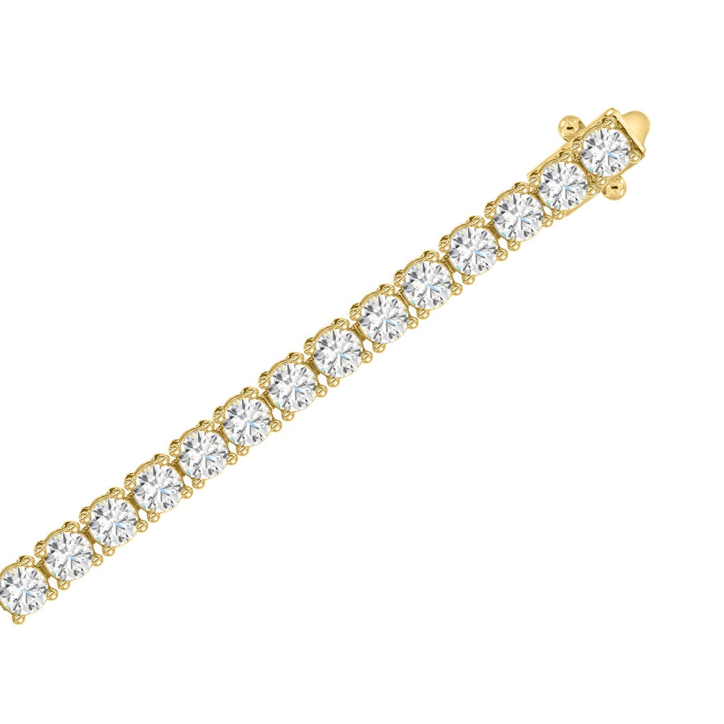 Basket 4 Prong Tennis Bracelet - 14K Yellow Gold