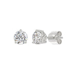 3 Prong Basket Pushback Stud Earrings - 14K White Gold