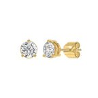 3 Prong Basket Pushback Stud Earrings - 10K Yellow Gold