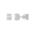 Lab Diamond 4-Prong Oval Stud Earring - 14K White Gold
