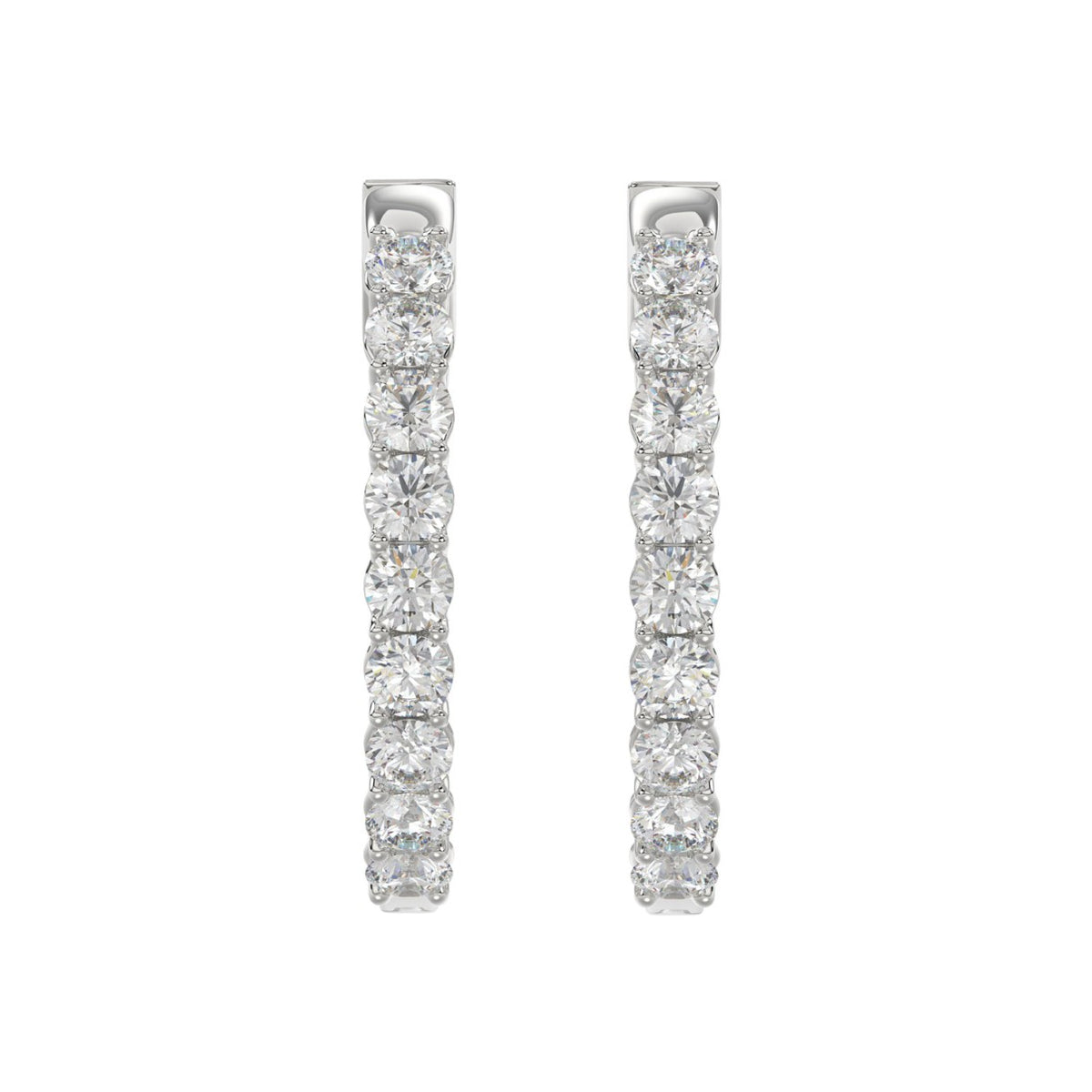 Lab Diamond Inside-Out Round Hoop Earring - 14K White Gold